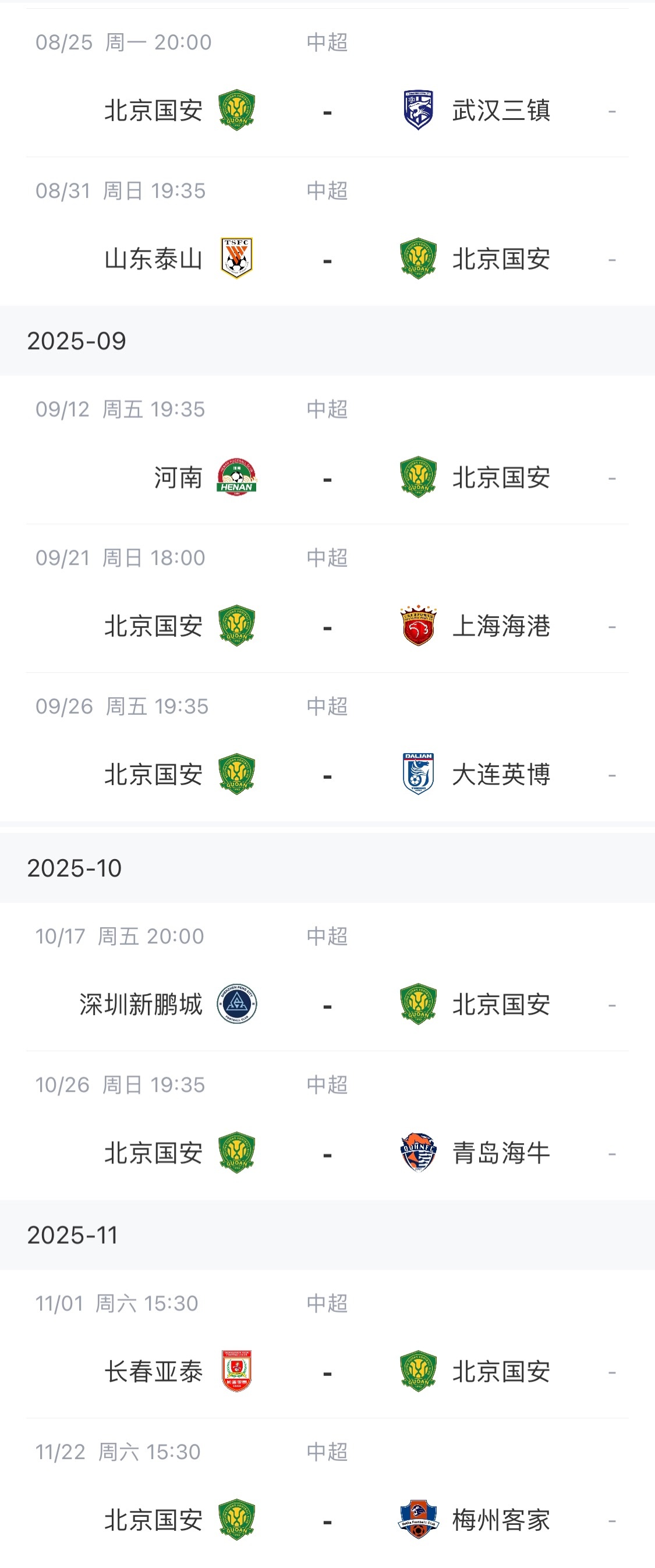 程对比, 中超前四赛, entit